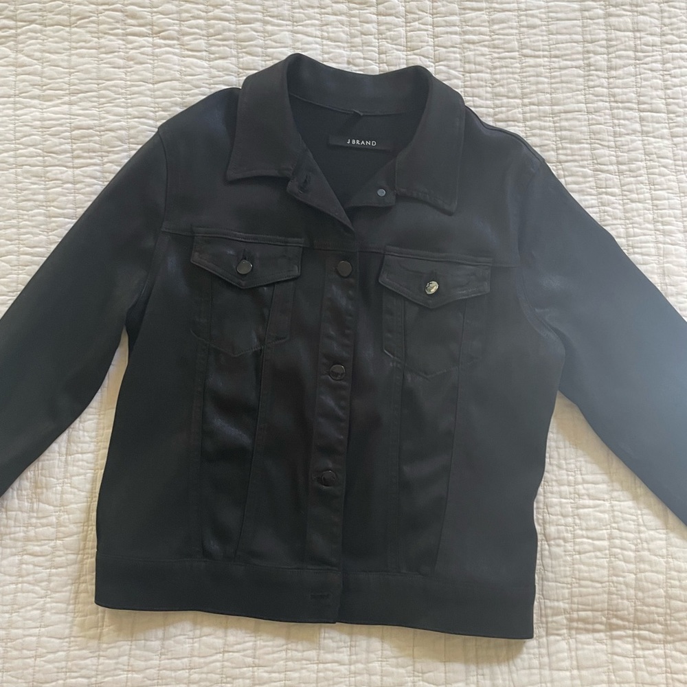 J Brand black coated denim jacket szL